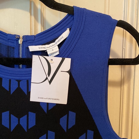 DVF Franca Dress in Black/Vivid Blue - Picture 3 of 8